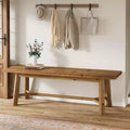 Lantine 55 Solid Wood Bench, Farmhouse Long Bench Seat for Entryway, Dining Room, Living Room, Solid Wood, Rustic Brown