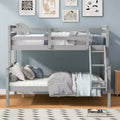 FAMYYT Twin Size Wood Bed With ladder and Safety Guardrail, Easy Assembly