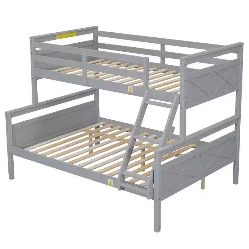 Lit en bois de taille simple avec échelle et barrière de sécurité, montage facile