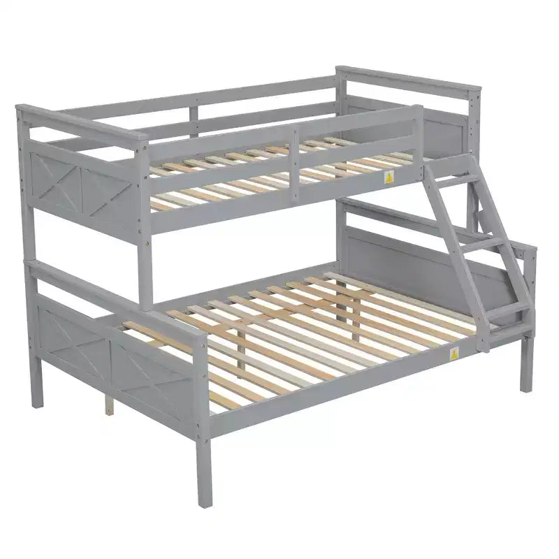 Lit en bois de taille simple avec échelle et barrière de sécurité, montage facile