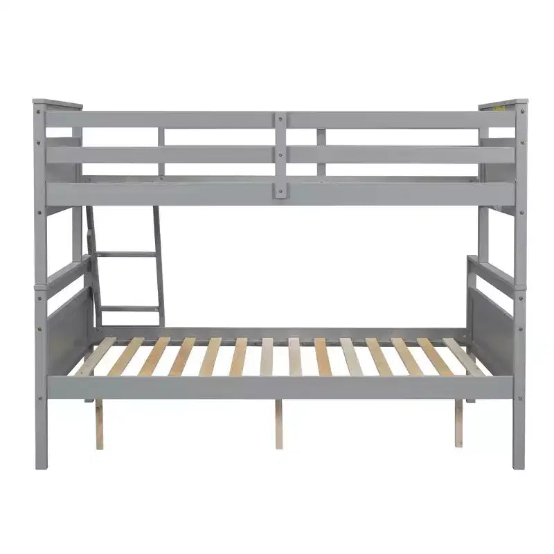 Lit en bois de taille simple avec échelle et barrière de sécurité, montage facile
