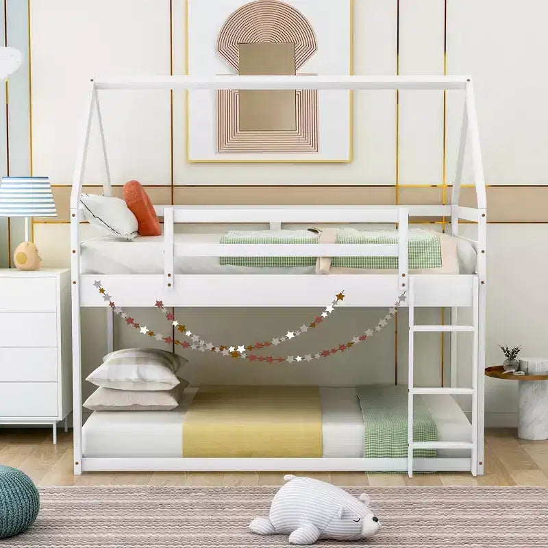 FAMYYT Twin Size Wood Bed?With Ladder, Easy Assembly