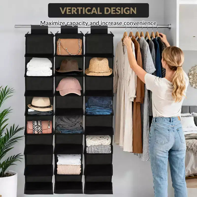 Organisateur de chaussures suspendu, 8 étagères de rangement avec 2 crochets, installation sans outils, étagère peu encombrante pour chaussures, sacs à main, écharpes