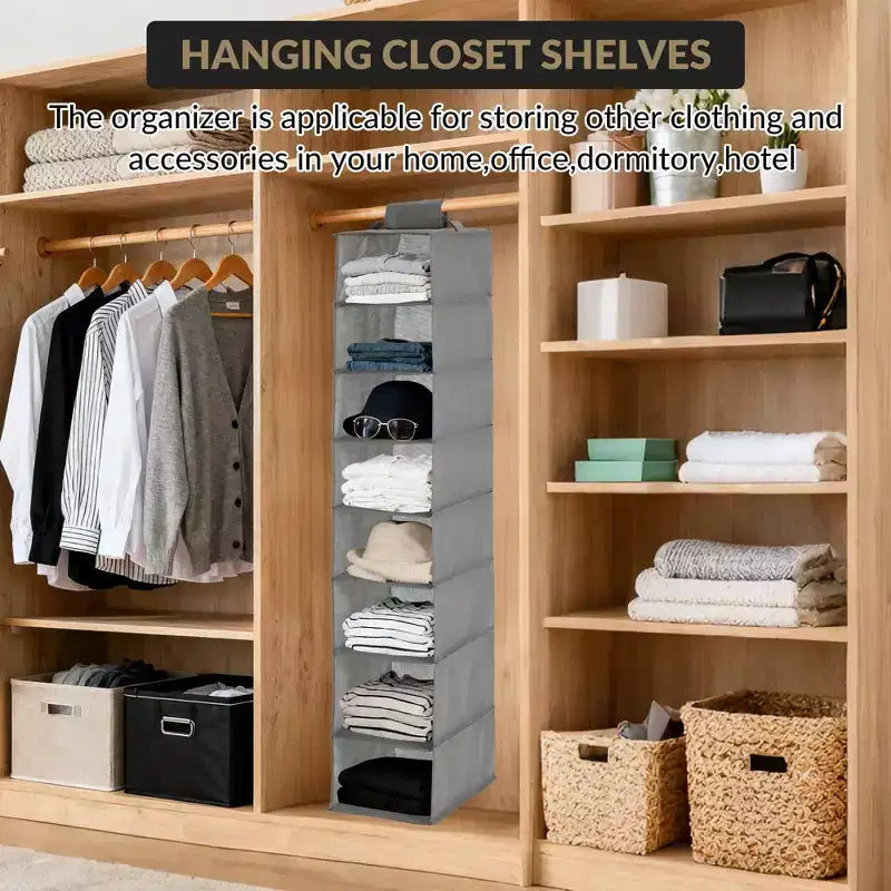 Organisateur de chaussures suspendu, 8 étagères de rangement avec 2 crochets, installation sans outils, étagère peu encombrante pour chaussures, sacs à main, écharpes