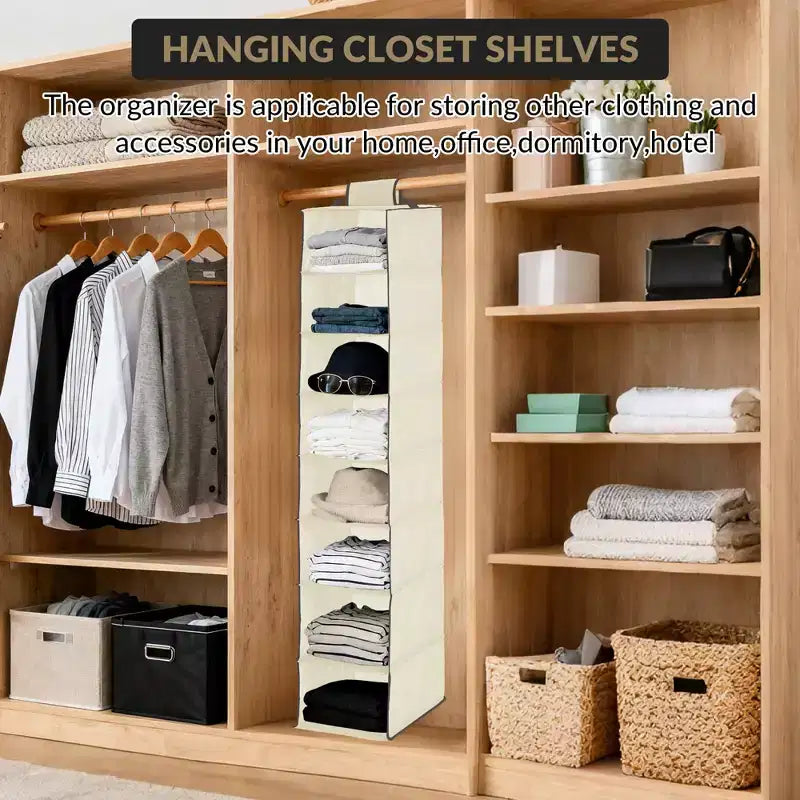 Organisateur de chaussures suspendu, 8 étagères de rangement avec 2 crochets, installation sans outils, étagère peu encombrante pour chaussures, sacs à main, écharpes