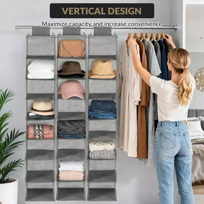 Organisateur de chaussures suspendu, 8 étagères de rangement avec 2 crochets, installation sans outils, étagère peu encombrante pour chaussures, sacs à main, écharpes
