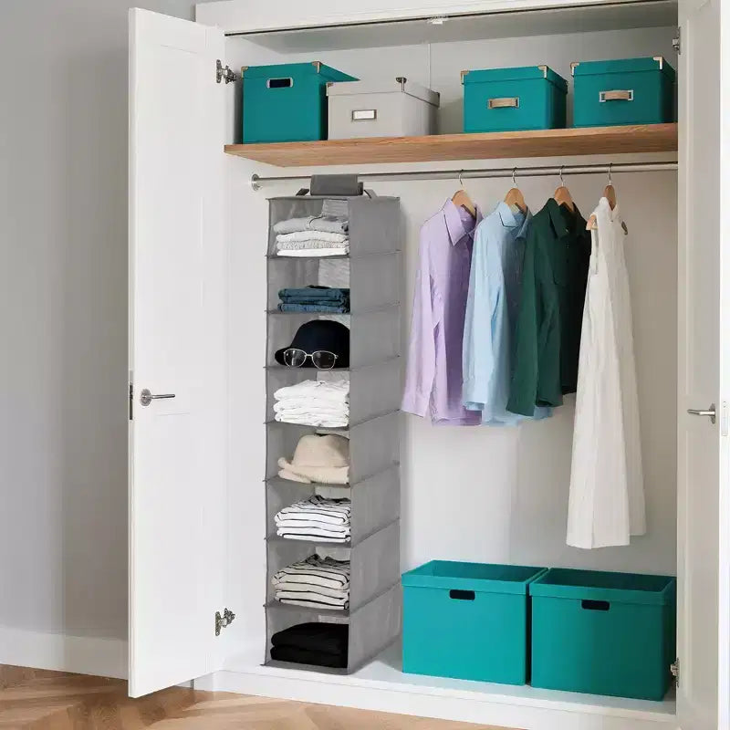 Organisateur de chaussures suspendu, 8 étagères de rangement avec 2 crochets, installation sans outils, étagère peu encombrante pour chaussures, sacs à main, écharpes