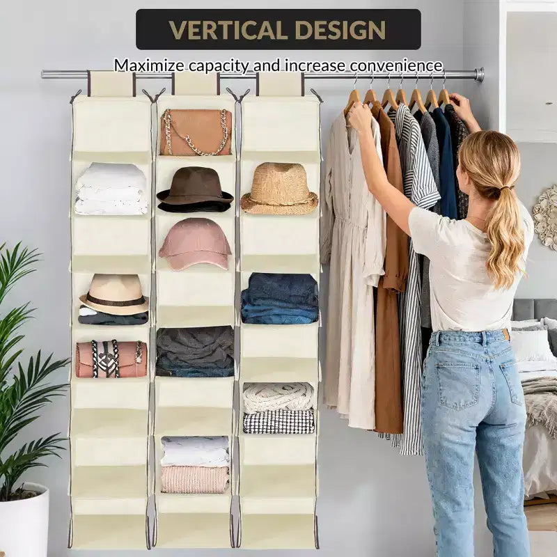 Organisateur de chaussures suspendu, 8 étagères de rangement avec 2 crochets, installation sans outils, étagère peu encombrante pour chaussures, sacs à main, écharpes