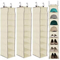 Hanging Shoe Organizer, 8-Shelf Storage Holder with 2 Hooks, No Tools Needed Installation, Space-Saving Shelf for Shoes, Purses, Scarves