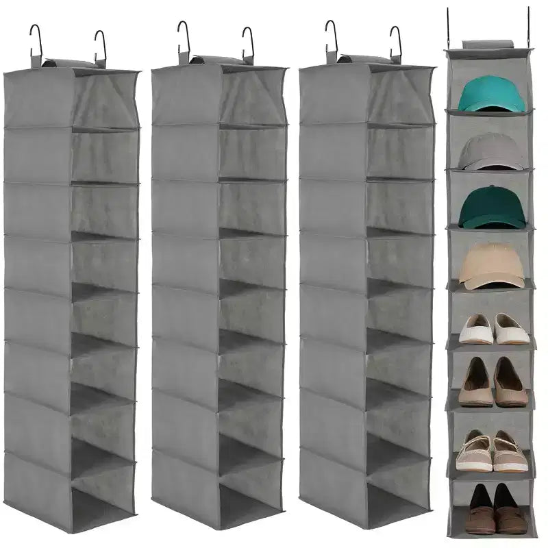 Organisateur de chaussures suspendu, 8 étagères de rangement avec 2 crochets, installation sans outils, étagère peu encombrante pour chaussures, sacs à main, écharpes