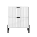 Festivo 2 Drawer Nightstand Off-White: Scandinavian Style, Modern Square Shape, MDF Construction